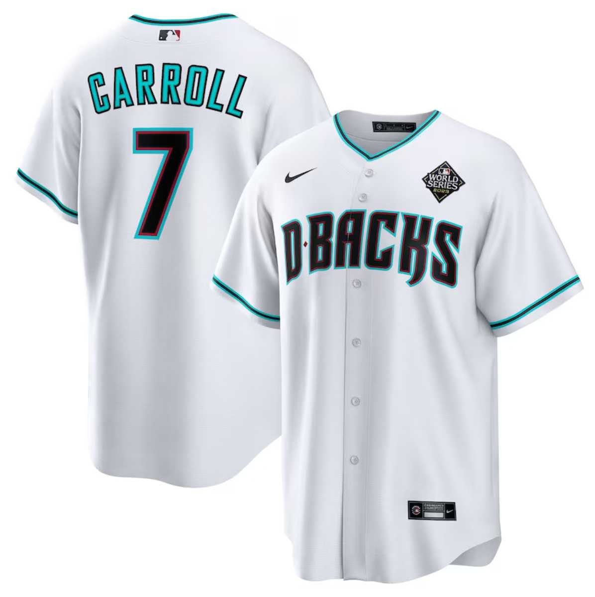 Mens Arizona Diamondbacks #7 Corbin Carroll White 2023 World Series Cool Base Stitched Jerseys Dzhi->arizona diamondbacks->MLB Jersey